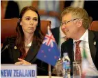  ?? PHOTO: REUTERS ?? Prime Minister Jacinda Ardern, with Trade and Export Growth Minister David Parker, at the Trans-pacific Partnershi­p meeting held on the sidelines of the Apec summit in Da Nang, Vietnam.
