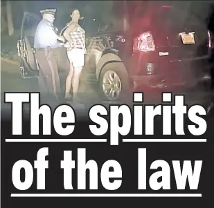  ??  ?? BADGE OF DISHONOR: Jersey cop Stephanie Roggina (above left) was caught on dashcam footage trying to get out of a 2016 DWI arrest.