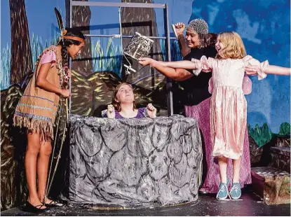  ?? Kim Christense­n / For the Chronicle ?? Savannah Pearl, left, Maggie Bledsoe, Keira Jackson and Jordan Emmett rehearse for Bay Area Harbour Playhouse’s 25 anniversar­y gala and show, “A Night on Broadway,” scheduled for Aug. 13.