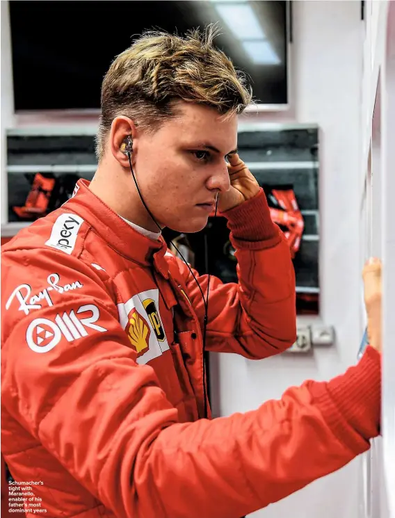  ??  ?? Schumacher’s tight with Maranello, enabler of his father’s most dominant years