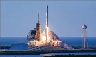  ?? SPACEX ?? SpaceX launched its Falcon 9 rocket from Kennedy Space Center in May, carrying a 13,400-pound satellite into space for London-based Inmarsat.