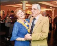  ?? JESI YOST — DIGITAL FIRST MEDIA ?? Alice Gerhart and Alvin Behm enjoy a dance at the Boyertown Senior-Senior Prom.