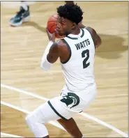  ?? AL GOLDIS — THE ASSOCIATED PRESS ?? Michigan State’s Rocket Watts controls the ball during Saturday’s game against Notre Dame in East Lansing.