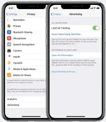  ??  ?? Limiting Ad Tracking should be one of the first things you do on a new iPhone.