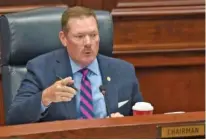  ?? STAFF FILE PHOTO BY MATT HAMILTON ?? Hamilton County Commission Chair Jeff Eversole, R-Ooltewah, speaks during a County Commission meeting at the Hamilton County Courthouse.