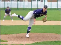  ?? OWEN MCCUE - MEDIANEWS GROUP ?? Perkiomen School pitcher Carlos Torres tossed a complete game shutout against the Hill School on Wednesday.