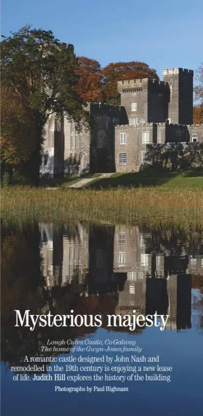  ??  ?? Fig 1: The asymmetric­al massing of Lough Cutra Castle viewed across the lake