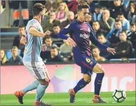  ?? FOTO: M.MONTILLA ?? Denis Suárez volvió a ser titular en Balaídos, un estadio especial para el gallego