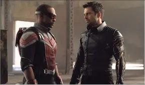  ?? Associatd Press ?? Anthony Mackie, left, and Sebastian Stan in “The Falcon and the Winter Soldier,” a six-episode series now streaming on Disney+.