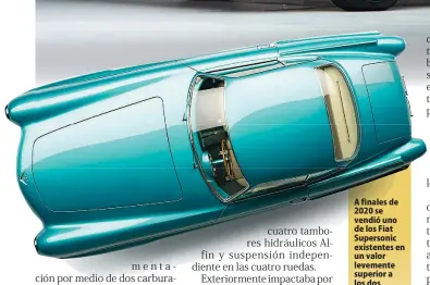  ??  ?? A finales de 2020 se vendió uno de los Fiat Supersonic existentes en un valor levemente superior a los dos millones de dólares.