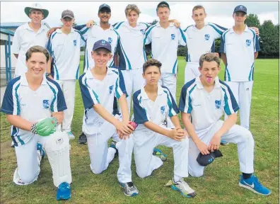  ??  ?? TITLE CONTENDERS: The Kerikeri High School 1st XI team playing in Northland 3rd Grade competitio­n this season has featured, from back left, Richard Hislop (player coach), Kaleb Stevens, Nimish Singh, Alex Hull, Jaydn Roberts, Noah Hislop, Josh McNulty,...