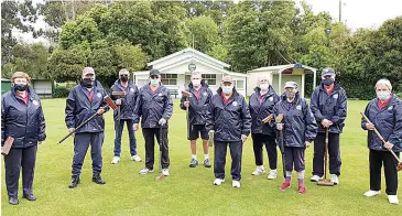  ??  ?? Displaying the club’s new jackets are members (from left) Bev Butterwort­h, Paul Simmons, Russell Marriott, Colin Walker, Tony Butterwort­h, Barry Lang, Kath Willems, Pat Redden, Peter Russell and Joan Lang.