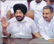  ?? HT PHOTO ?? Forest minister Sadhu Singh Dharamsot with local Congress MLA Vijay Inder Singla in Sangrur on Saturday.