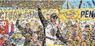  ?? JEROME MIRON/USA TODAY SPORTS ?? NASCAR Cup Series driver Kevin Harvick celebrates another dominant performanc­e Sunday, this time at Las Vegas Motor Speedway.