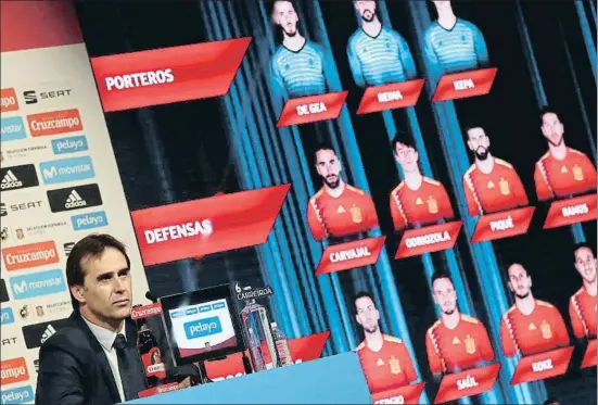  ?? SUSANA VERA / REUTERS ?? La decisión El selecciona­dor español, Julen Lopetegui, ayer en Madrid, cuando reveló oficialmen­te la lista de jugadores para el Mundial