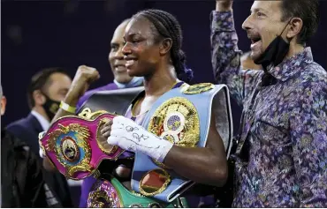  ?? ASSOCIATED PRESS FILE PHOTO ?? Two-time Olympic boxing gold medalist and boxing world champion Claressa Shields, a Flint native, has a date and an opponent for her mixed martial arts debut with the Profession­al Fighters League. Shields faces Brittney Elkin June 10.