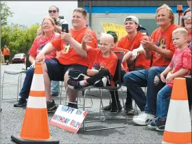  ?? SUBMITTED PHOTO - DAVID REIMER SR. ?? Schuylkill Valley Elementary School student Riley Rejniak, 8, of Leesport, sits with family and neighbors as a 651-vehicle surprise birthday parade passes by on May 23.