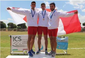  ??  ?? All Malta Podium - Gold for Jacob El Aida Chaffey, Silver for Omar El Aida Chaffey and Bronze for Kurt Zahra