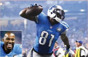  ?? (Reuters) ?? FORMER DETROIT LIONS star receiver Calvin Johnson (and inset) raised some eyebrows last week when admitted that playing for Detroit and a perennial losing situation was a factor in his decision to walk away from the NFL and retire last year at the age...
