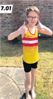  ??  ?? Thumbs up U13 athlete Daniel Simpson