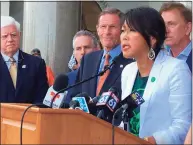  ?? Ken Dixon / Hearst Connecticu­t Media ?? Gun-control activist Po Murray addresses the crowd at an anti-violence rally in Hartford.