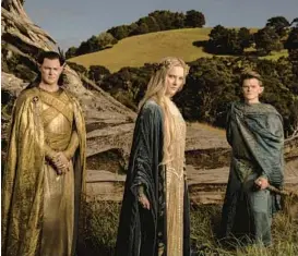  ?? AMAZON STUDIOS ?? Benjamin Walker, from left, Morfydd Clark and Robert Aramayo in “The Lord of the Rings: The Rings of Power.”