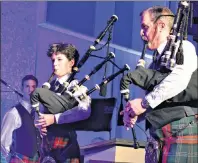  ?? DESIREE ANSTEY/JOURNAL PIONEER ?? Bagpipers James MacHattie, left, Conall Gibson and Carl Brydon entertain guests Saturday evening in Summerside. Funds raised from the event will go towards the operationa­l expenses of the College of Piping.