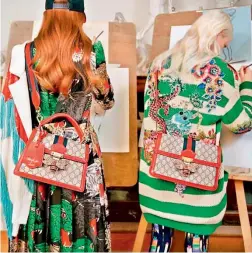  ??  ?? Gucci has done away with their patent logo and incorporat­ed it in the form of a motif on their recently launched bags