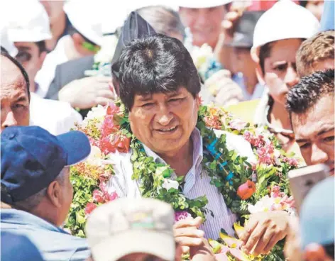  ??  ?? ► El Presidente Evo Morales en una ceremonia en Puerto Quijarro, en Santa Cruz, el miércoles.