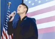  ??  ?? Filipino-American R&B singer Jay R sings the US national anthem.