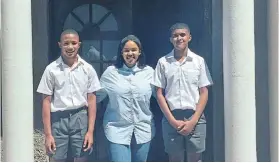  ?? ?? SOWING SKILLS: Excited to start their high school journey at Marlow Agricultur­al High in Cradock are, from left, bursary beneficiar­ies Jeandre Plaatjies, with Jeffreys Bay Wind Farm’s economic developmen­t specialist Nonini Makhothe, and Muhammed Davids