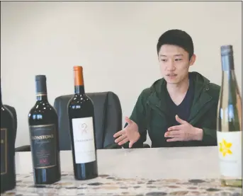  ?? BEA AHBECK/NEWS-SENTINEL ?? Winemaker Han Han talks about some of the wines that Lodi’s Ironstone Vineyards exports to China in Lodi on Friday. Wine from the U.S. is among a variety of products targeted by tariffs proposed by China in retaliatio­n for President Donald Trump’s...