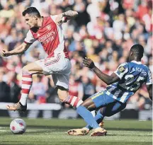  ?? ?? Moises Caicedo tackles Granit Xhaka