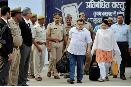  ?? — PTI ?? Nupur and Rajesh Talwar coming out of Dasna jail in Ghaziabad on Monday after their release.