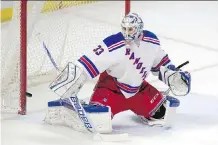  ?? THE CANADIAN PRESS/ FILES ?? New York Rangers backup goalie Cam Talbot was thrust into the starting role after Henrik Lundqvist went down in February with a sprained blood vessel in his throat.