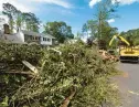  ?? BILLY SCHUERMAN/STAFF ?? Crews continue to clean up damage done in the North Great Neck area of Virginia Beach on Wednesday after a Sunday tornado caused millions of dollars in damage.