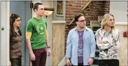  ?? DARREN MICHAELS/CBS VIA AP ?? “The Big Bang Theory” stars, from left, Mayim Bialik, Jim Parsons, Johnny Galecki and Kaley Cuoco.