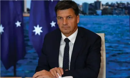  ?? Photograph: Mick Tsikas/AAP ?? Angus Taylor during the leaders summit on climate in April. His constituen­ts are unhappy with his response to questions about his portfolio.
