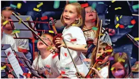  ??  ?? Under threat: Youngsters in Raploch’s Big Noise orchestra