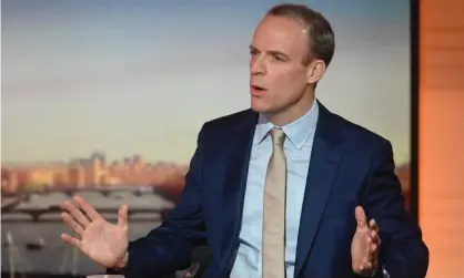  ?? Photograph: Jeff Overs/BBC/PA ?? Dominic Raab appearing on BBC One’s Sunday Morning.