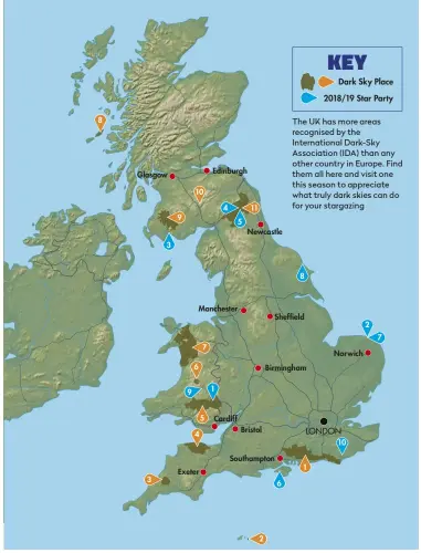  ??  ?? The UK has more areas recognised by the Internatio­nal Dark-Sky Associatio­n (IDA) than any other country in Europe. Find them all here and visit one this season to appreciate what truly dark skies can do for your stargazing