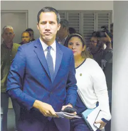  ?? AP ?? Opposition leader Juan Guaidó arrives for a press conference in Caracas, Venezuela, Monday, January 6, 2020.