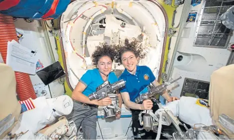  ?? Picture: Nasa/ap. ?? Getting ready to make history: Nasa astronauts Jessica Meir, left, and Christina Koch.