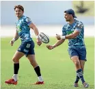  ??  ?? Beauden Barrett, left, and Otere Black have the makings of an excellent partnershi­p.