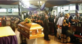  ?? Photo: Ronald Mutum ?? Funeral Service for murdered former Nigerian Ambassador to South Africa, Sunday Yusuf in Abuja yesterday.