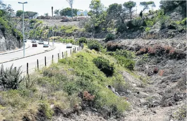  ?? Picture: EUGENE COETZEE ?? LAID BARE: Residents have cleared a large swathe of municipal bush between Hallack Road and Target Kloof