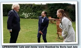  ??  ?? LIFESAVERS: Luis and Jenny were thanked by Boris last July