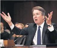  ?? [PHOTO BY TOM WILLIAMS, POOL IMAGE VIA AP] ?? ABOVE: Phoenix prosecutor Rachel Mitchell points to a map as she questions Christine Blasey Ford at the Senate Judiciary Committee hearing on Thursday on Capitol Hill in Washington.