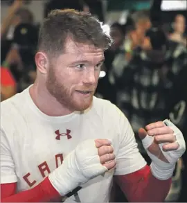  ?? Sean M. Haffey Getty Images ?? CANELO ALVAREZ says of his fight against countryman Julio Cesar Chavez Jr., “It’s personal ... a great opportunit­y for us to show what Mexicans are made of.”