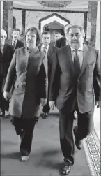  ?? By Mohammed Ameen, AP ?? In Baghdad: Iraqi official Hoshyar Zebari walks with EU foreign policy chief Catherine Ashton.